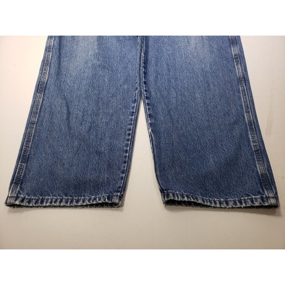 Vintage Wrangler Mens Carpenter Jeans Distressed Denim Blue Med Wash Size 40x30 - Picture 3 of 10